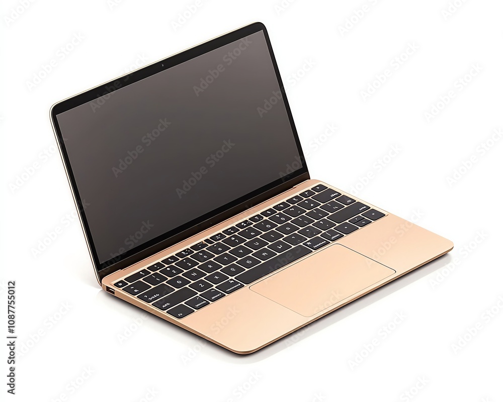 Gold mockup laptop computer and black keyboard with blanked screen. Gold mockup laptop computer and black keyboard with blanked screen.