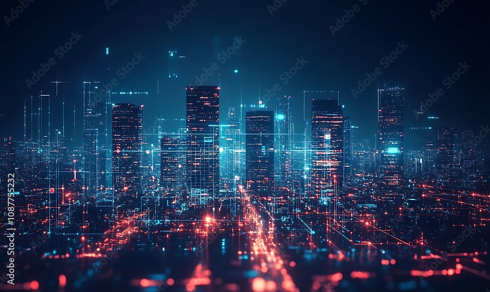 Holographic night city Holographic night city