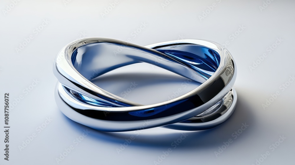 Naklejka premium Abstract Silver Ring Intertwined Design