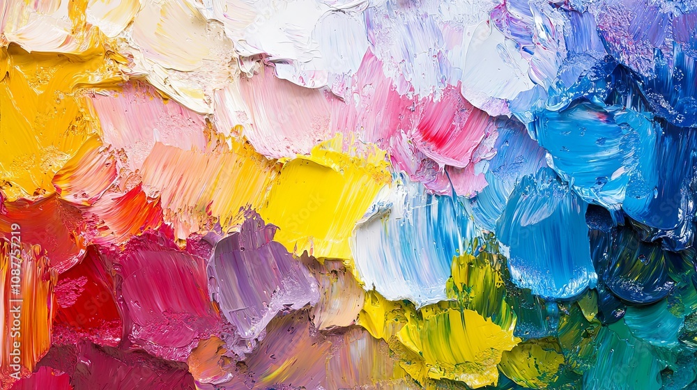 Abstract Oil Painting with Thick Impasto and Vibrant Colors Abstract Oil Painting with Thick Impasto and Vibrant Colors