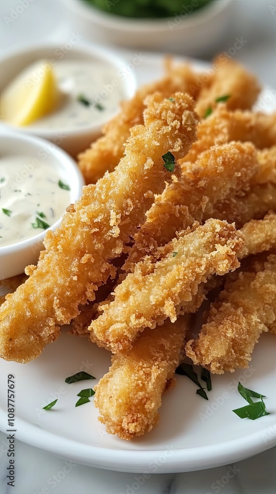 Crispy Fried Seafood Sticks with Creamy Sauce Crispy Fried Seafood Sticks with Creamy Sauce