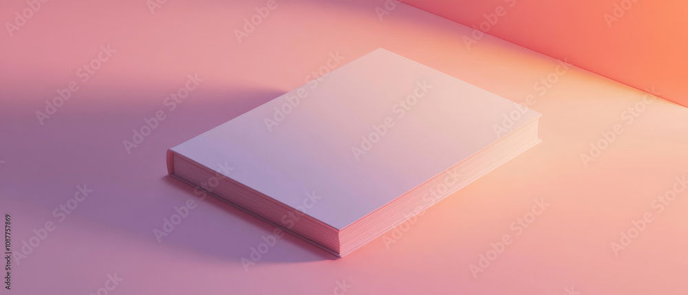 Elegant white notebook on soft pink surface Elegant white notebook on soft pink surface