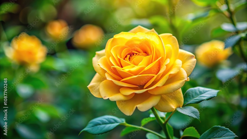 Blooming bright yellow rose in the garden Blooming bright yellow rose in the garden