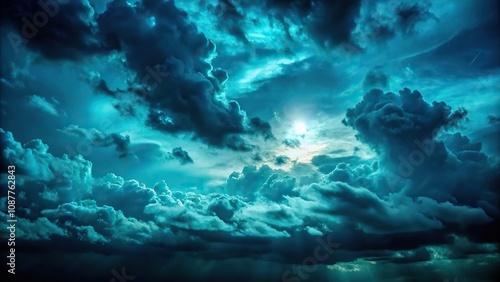 Wallpaper Mural Close-up of dark teal cloudy night sky with gloomy clouds Torontodigital.ca