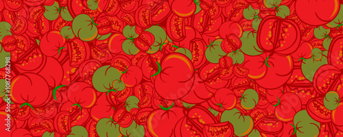 red tomato hand draw pattern background.vector illustration