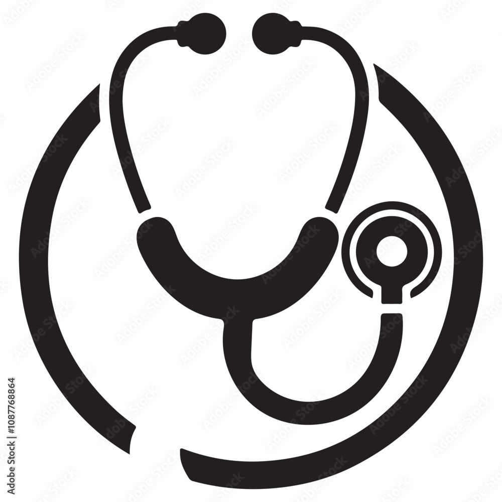 Stethoscope Icon in Circle on white background Stethoscope Icon in Circle on white background