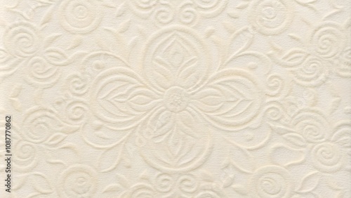 Embossed white cardstock with floral patterns