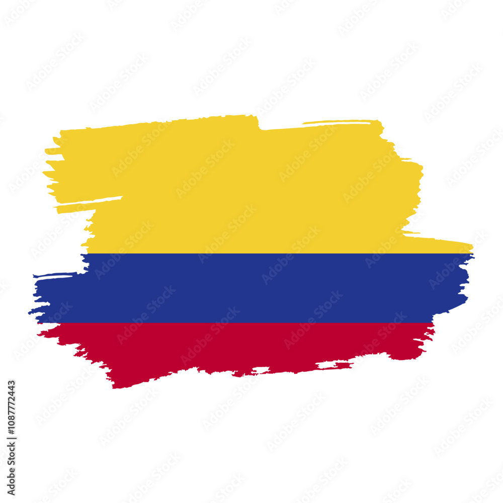 Flag of Colombia. Vector illustration on white background. Brush strokes drawn by hand. Independence Day. Flag of Colombia. Vector illustration on white background. Brush strokes drawn by hand. Independence Day.