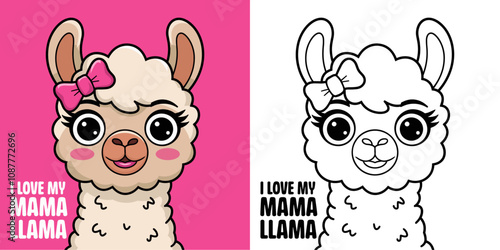 Mama Llama Quote T-shirt vector Design
