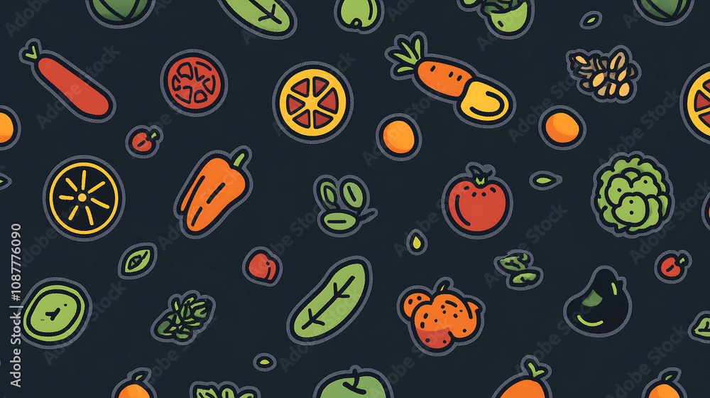 colorful icon pattern representing healthy food colorful icon pattern representing healthy food