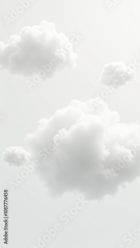 A serene view of soft, fluffy white clouds floating against a pale blue sky. Perfect for nature, weather, and peaceful background themes. Ideal for inspirational, minimalist, and airy designs.