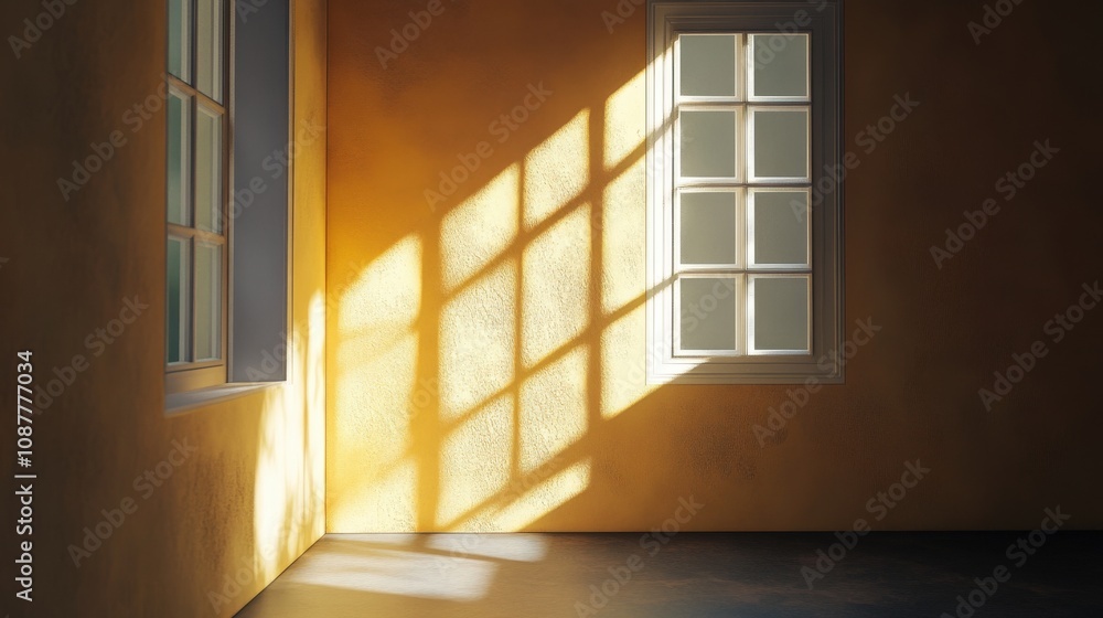 Sunlight Streaming Through a Window Onto a Yellow Wall Sunlight Streaming Through a Window Onto a Yellow Wall