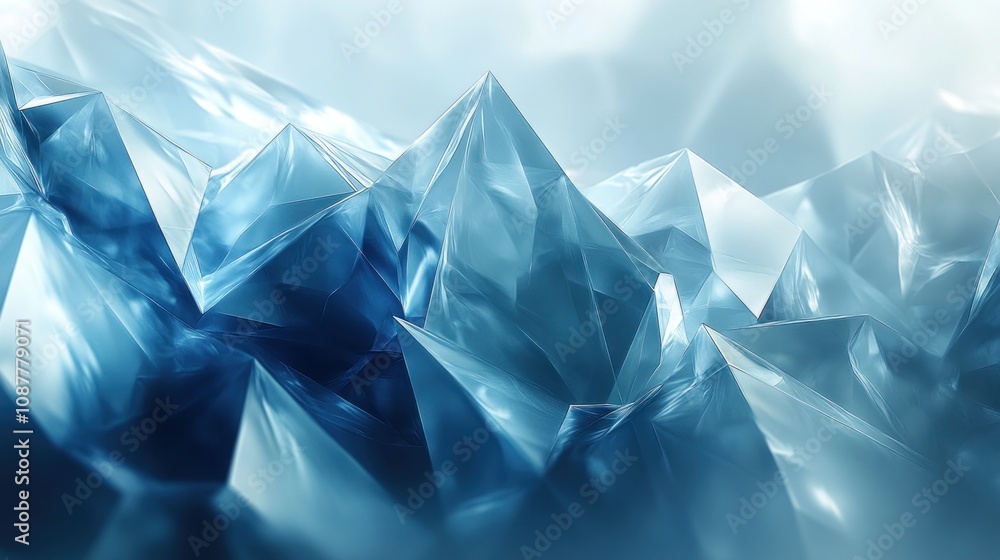 Obraz premium Abstract blue and white crystal mountain background.