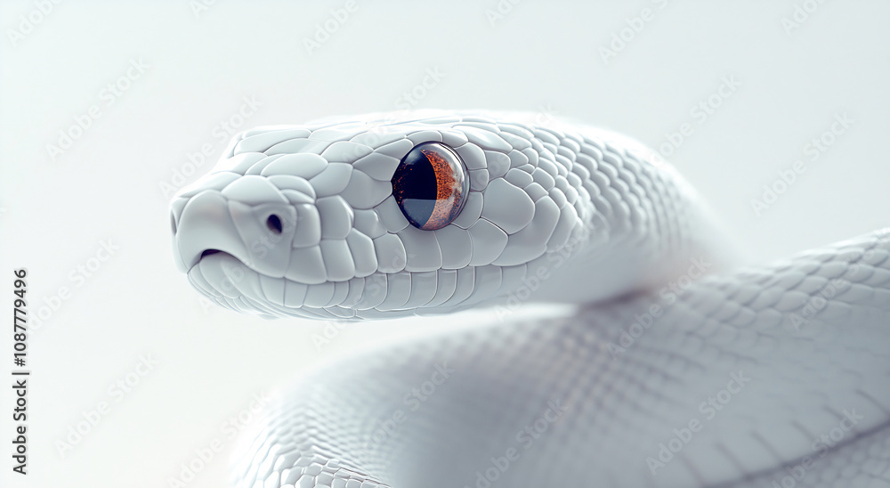 Fototapeta premium Graceful white snake in studio