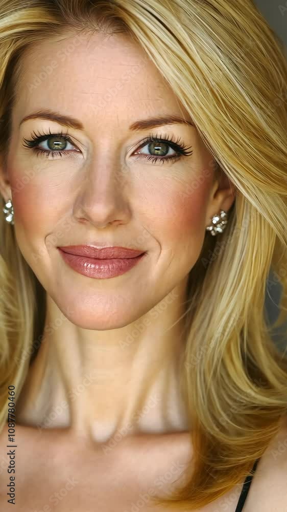 A close-up portrait of a woman with long, light blonde hair A close-up portrait of a woman with long, light blonde hair