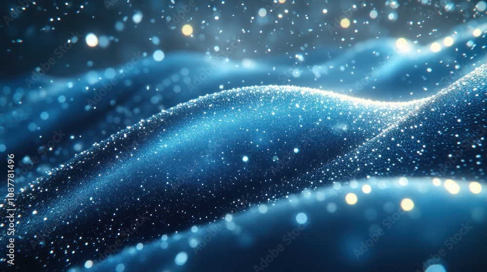 Abstract blue wave with sparkling particles. Abstract blue wave with sparkling particles.