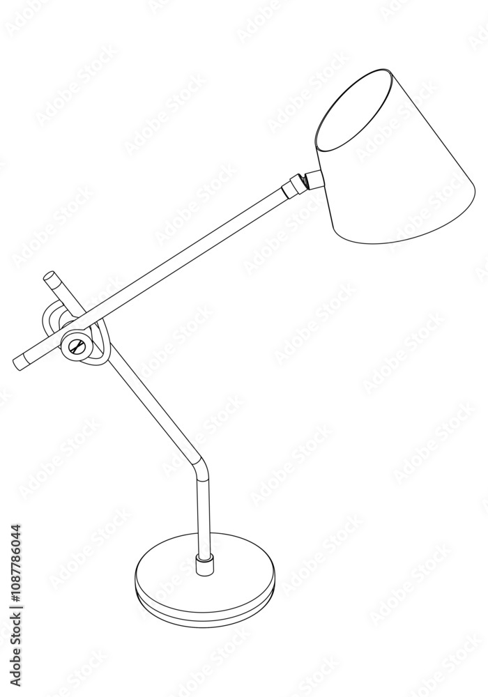 Desk lamp or table lamp isolate. Doodle Black line on white background vector illustration Desk lamp or table lamp isolate. Doodle Black line on white background vector illustration