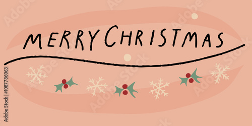 Merry Christmas card with space for a texter in a minimalist modern style