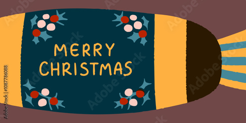 Merry Christmas card with space for a texter in a minimalist modern style