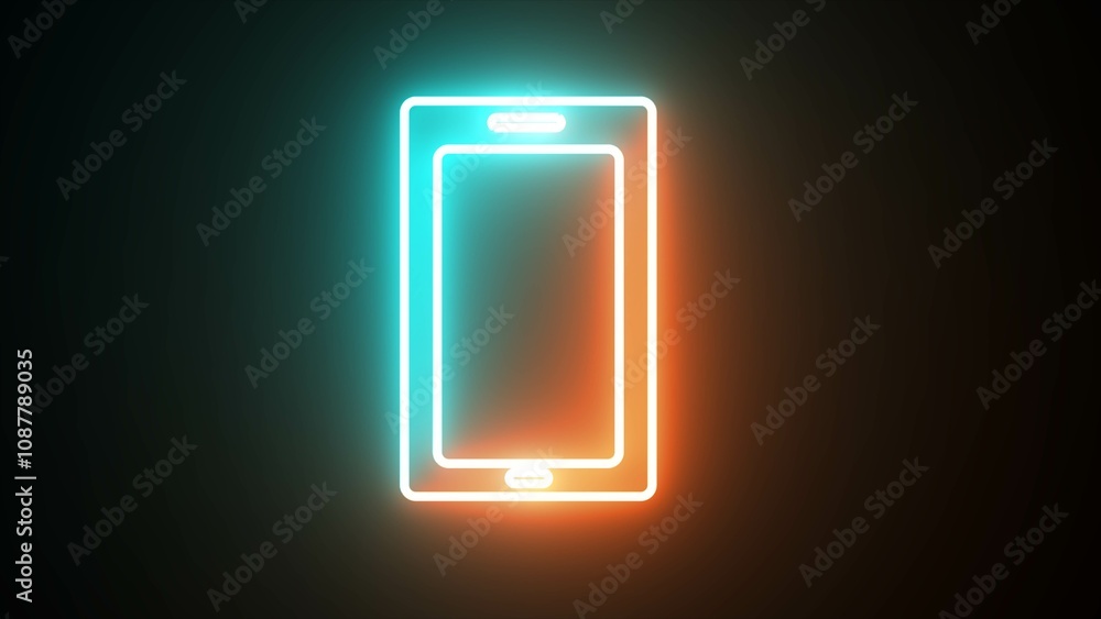Icon of mobile set with two different blur color bearing black background