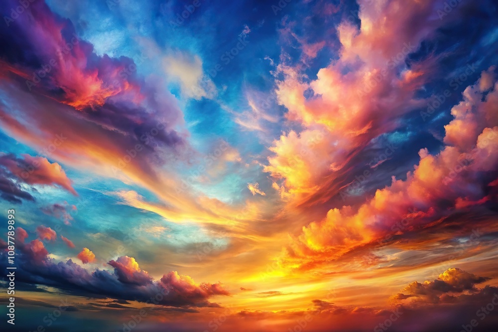 Colorful sky with clouds painting Colorful sky with clouds painting