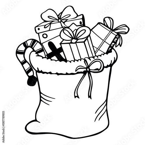 Gift bag simple design, simple style, holiday, new year, christmas