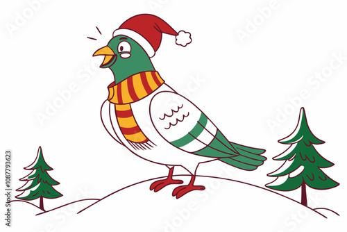 "Funny Christmas Arctic Tern Clipart Festive Bird Illustration