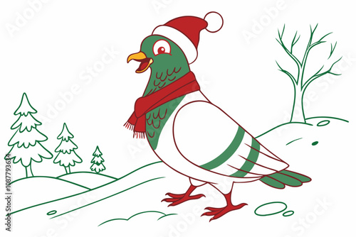 "Funny Christmas Arctic Tern Clipart Festive Bird Illustration