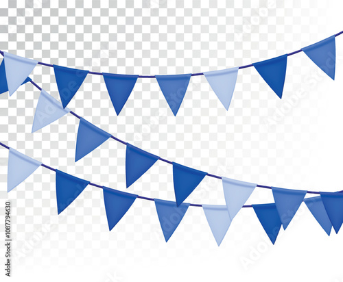 Boy blue flag garland. Elegant fabric baby shower banners.