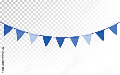 Boy blue flag garland. Elegant fabric baby shower banners.