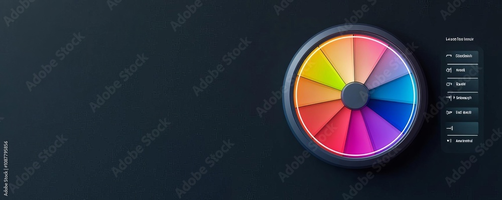 Obraz premium Lighting control interface, color wheel for mood lighting, brightness sliders, clean design