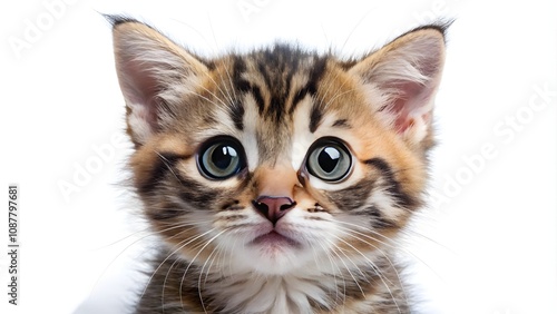 Adorable kitten surprised expression, cute pet animal concept 