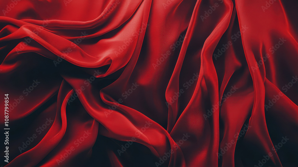 Obraz premium Elegant Dark Red Silk Fabric Drapes Gracefully, Creating a Sense of Luxury and Warmth