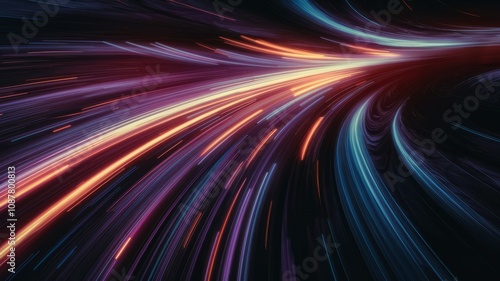 Dynamic Light Trails: A mesmerizing display of vibrant light trails, streaming and converging, creates a sense of speed, energy, and technological advancement.