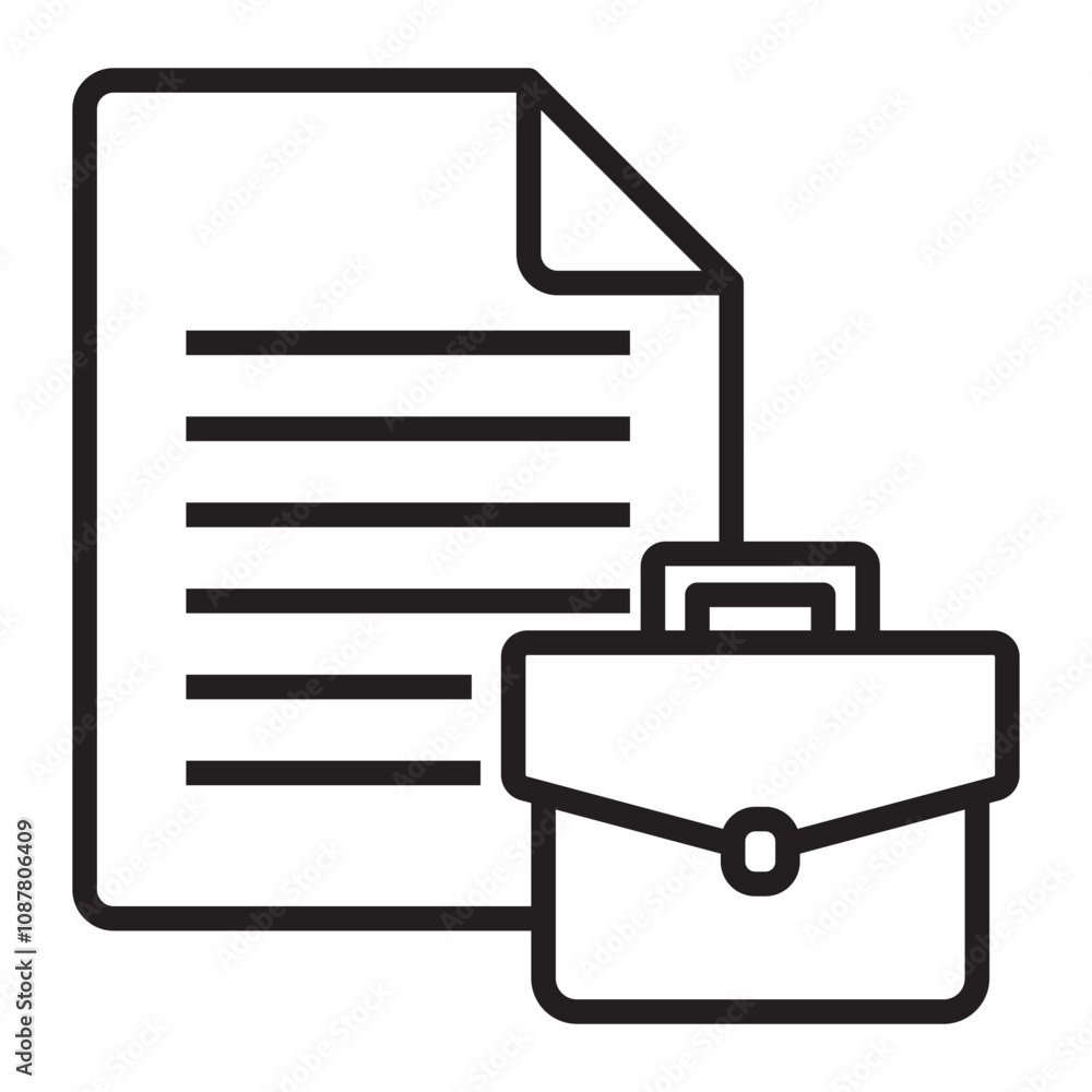 Business Document and Briefcase line icon. Business Document and Briefcase line icon.
