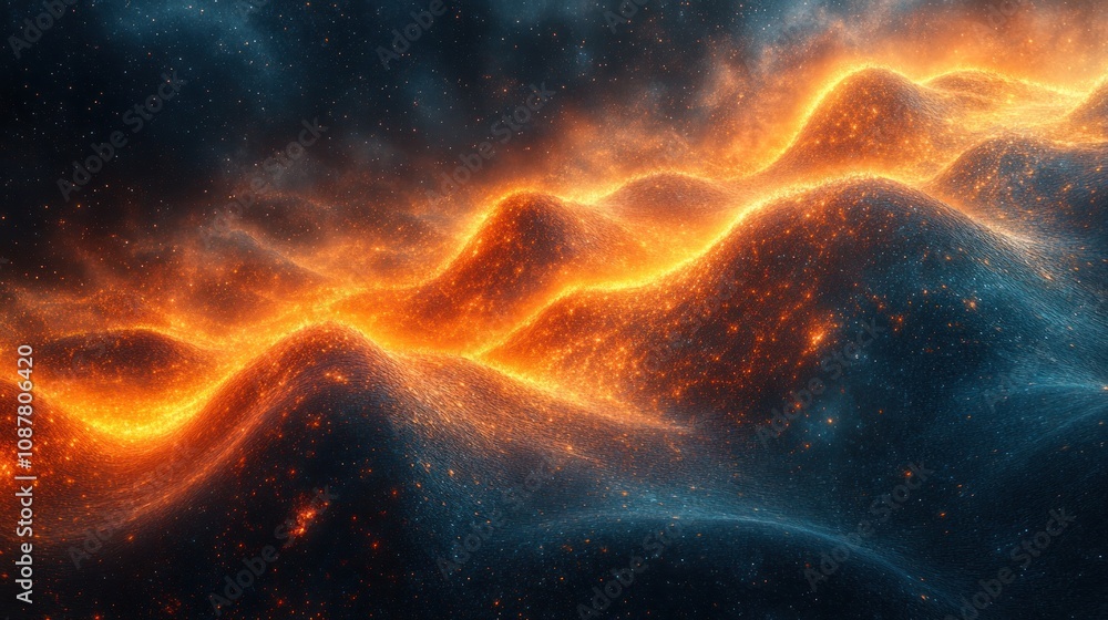 Obraz premium Abstract fiery, cosmic landscape.