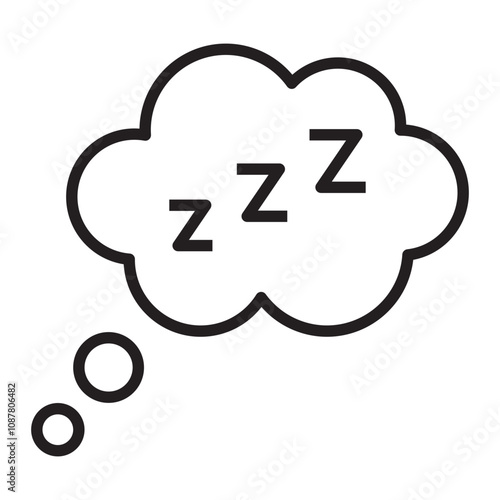 Thought Bubble with Sleep line icon.