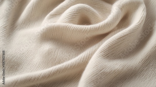 Serene Elegance: Luxury Wool Scarf and Cashmere Sweater in Soft Warm Tones on Textured Surface