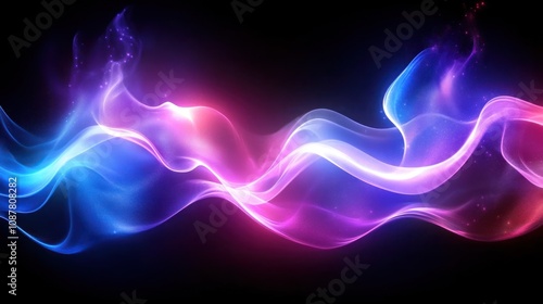 Wallpaper Mural Abstract glowing blue and pink light waves on black background. Torontodigital.ca