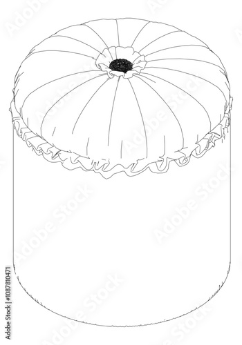 Pouf line vector antique furniture, Renaissance style. For museum and palace interiors. Room decoration. Hand draw vector illustration isolated on white background.