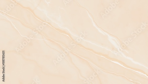 A luxurious pale peach marble surface featuring intricate patterns of shimmering white streaks