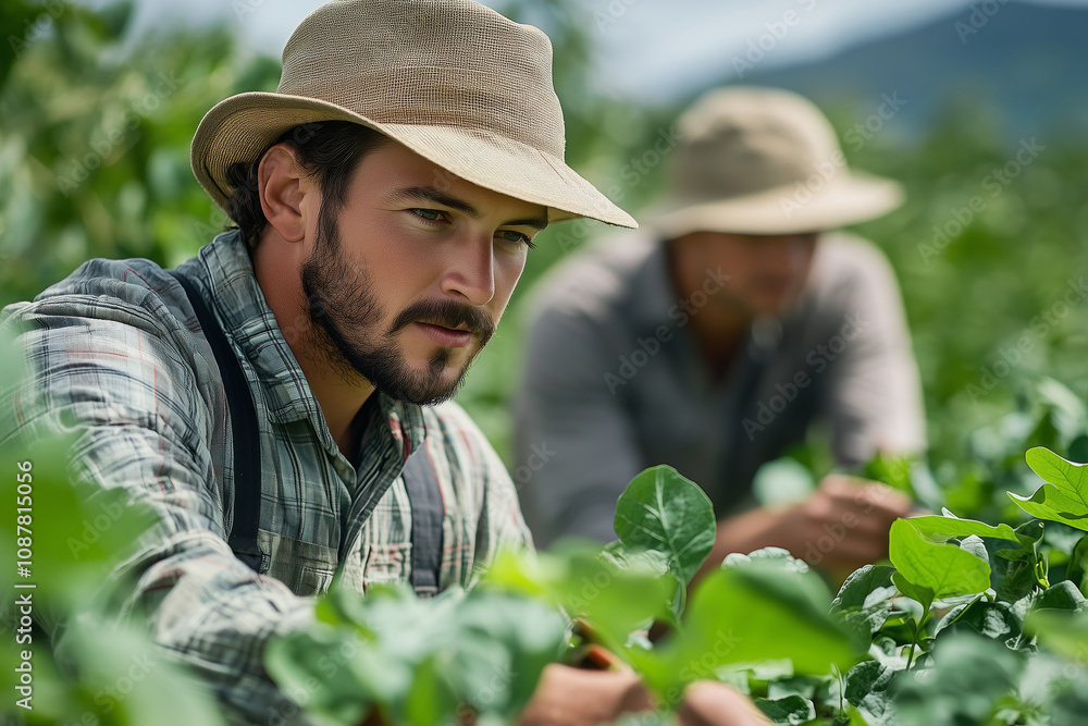 Hands-on training in organic farming with dedicated workers in lush green fields Hands-on training in organic farming with dedicated workers in lush green fields