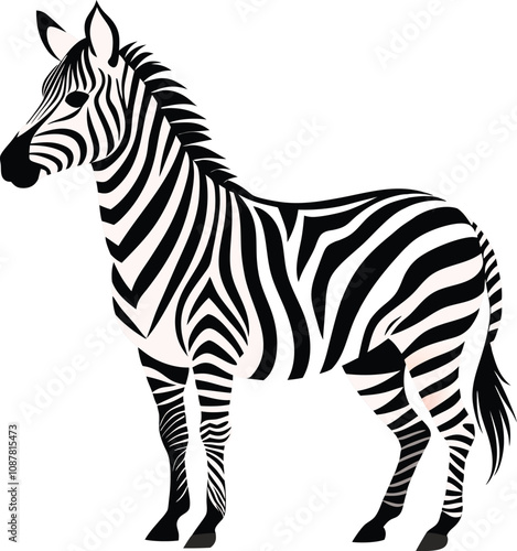 A black and white drawing of a zebra