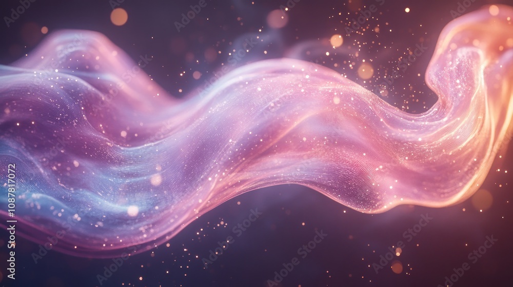 Abstract wave of sparkling light in pink and blue tones. Abstract wave of sparkling light in pink and blue tones.