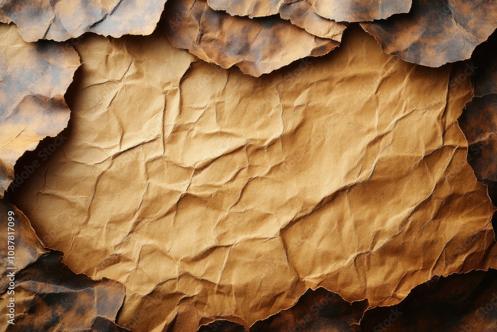 Crumpled brown paper with space for text. Texture, beautiful banner, crumpled packaging Crumpled brown paper with space for text. Texture, beautiful banner, crumpled packaging