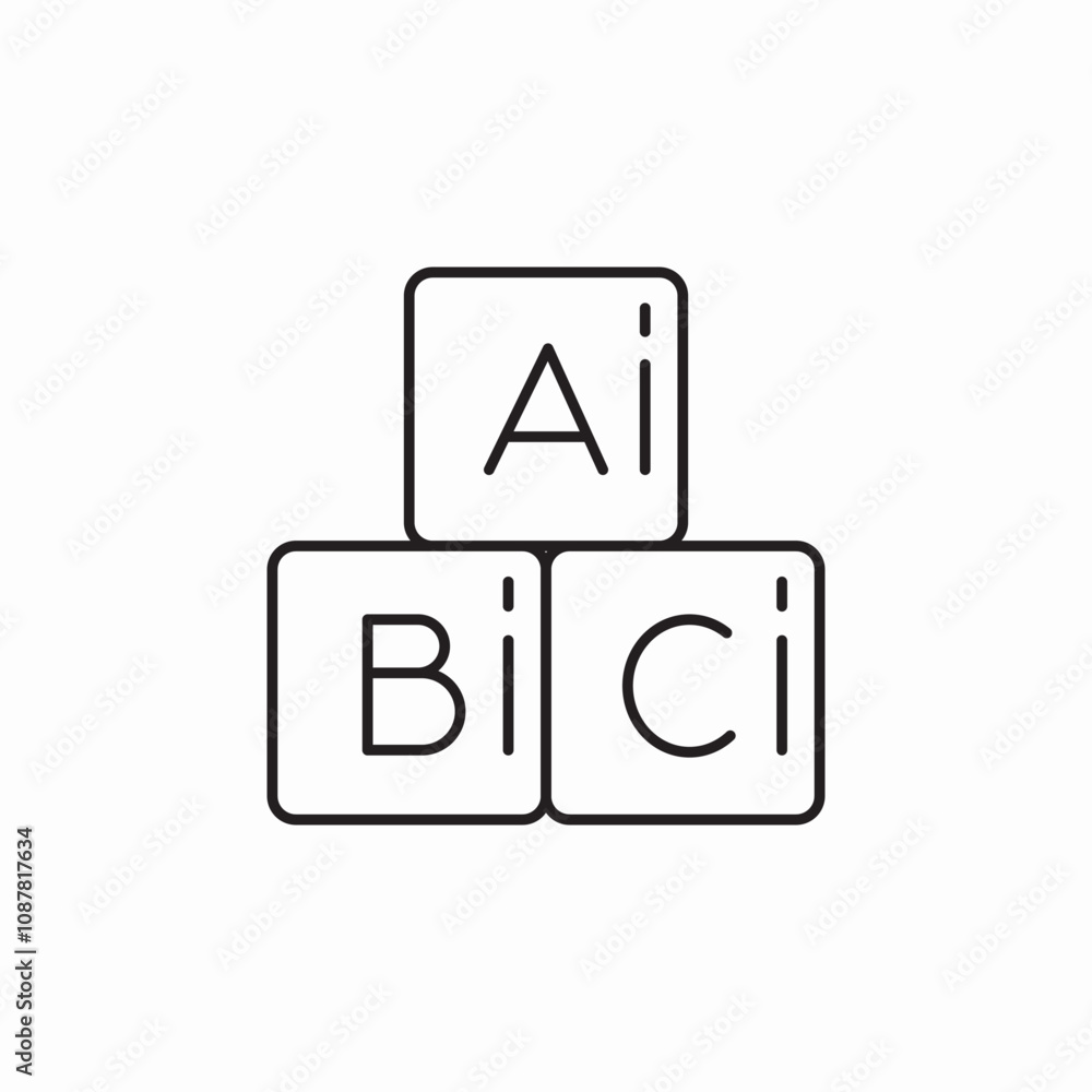 letter bricks toy icon sign vector letter bricks toy icon sign vector