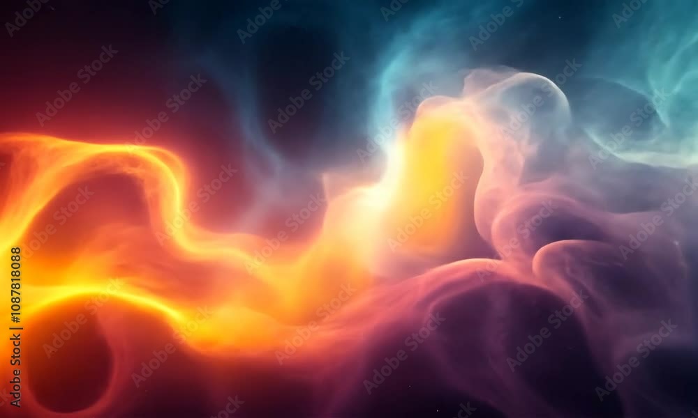 Cosmic Nebula: Fiery and Icy Clouds Collide in a Celestial Dance