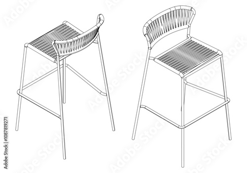 Bar stool perfect linear icon. Line art customizable illustration. Night club, drinking establishment, pub furniture. Vector isolated outline drawing