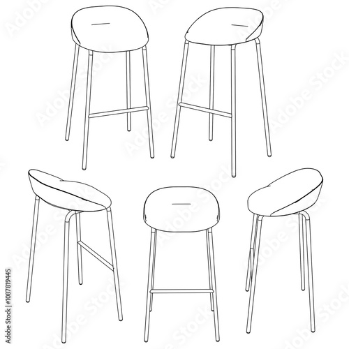 Bar stool perfect linear icon. Line art customizable illustration. Night club, drinking establishment, pub furniture. Vector isolated outline drawing