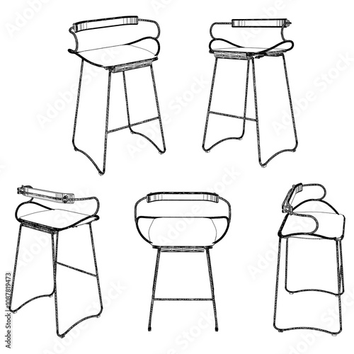 Bar stool perfect linear icon. Line art customizable illustration. Night club, drinking establishment, pub furniture. Vector isolated outline drawing